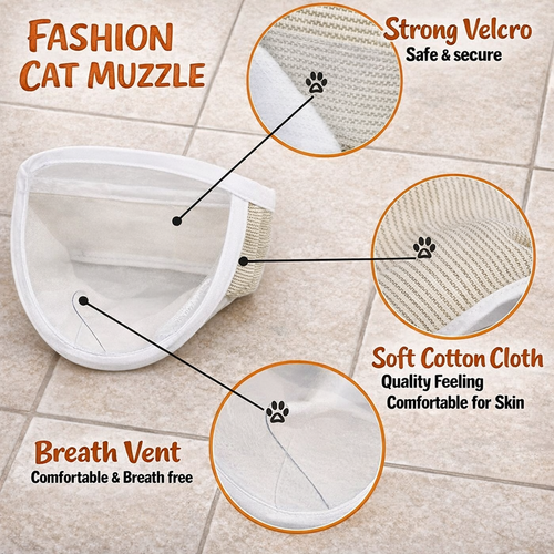 Fashion cat muzzle with velcro soft cotton cloth and breath vent