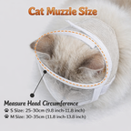 Cat muzzle size guide S 25 to 30cm and M 30 to 35cm head circumference