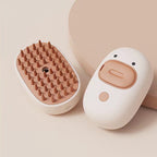 White duck cat steam brush product shot soft silicone bristles steam hole