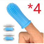 Clear silicone pet finger toothbrush 4pcs with storage case