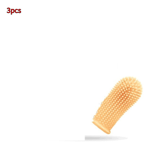 Orange silicone pet finger toothbrush 3pcs